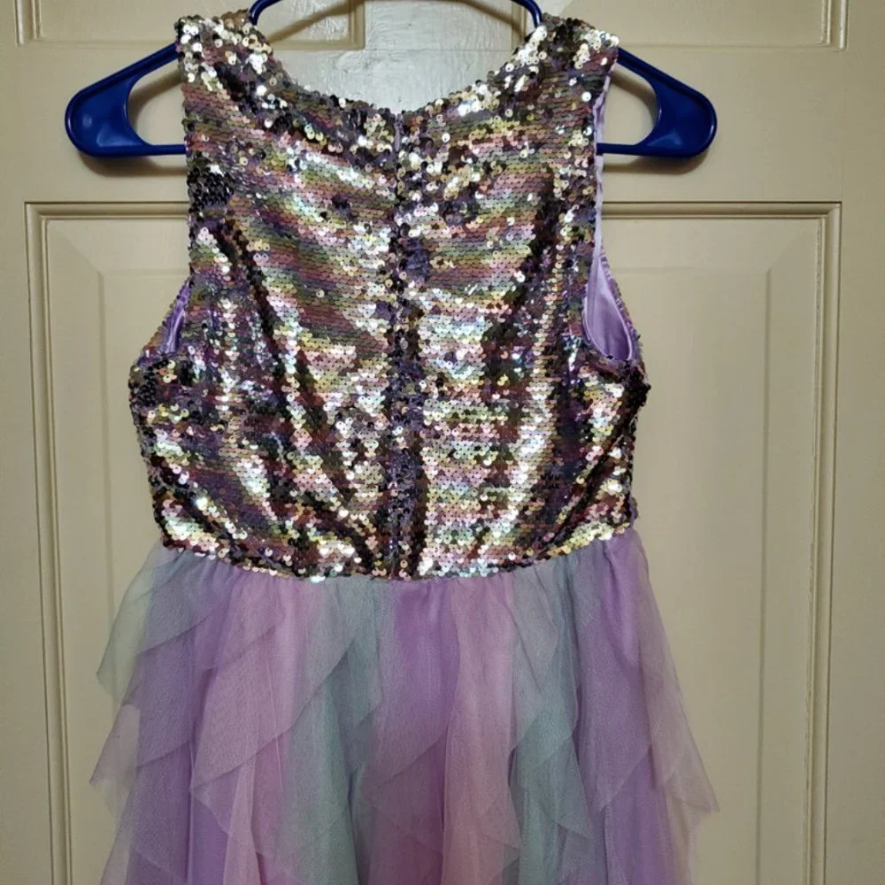 love, jayne 12 dress Sequins, Ruffles Rhinestone Multicolor New w/o Tag - Picture 4 of 6